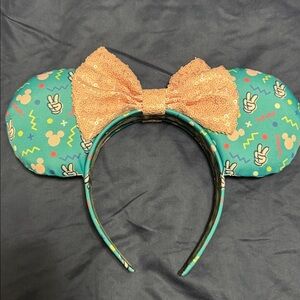 Teal and Peach Sequin Bow Headband